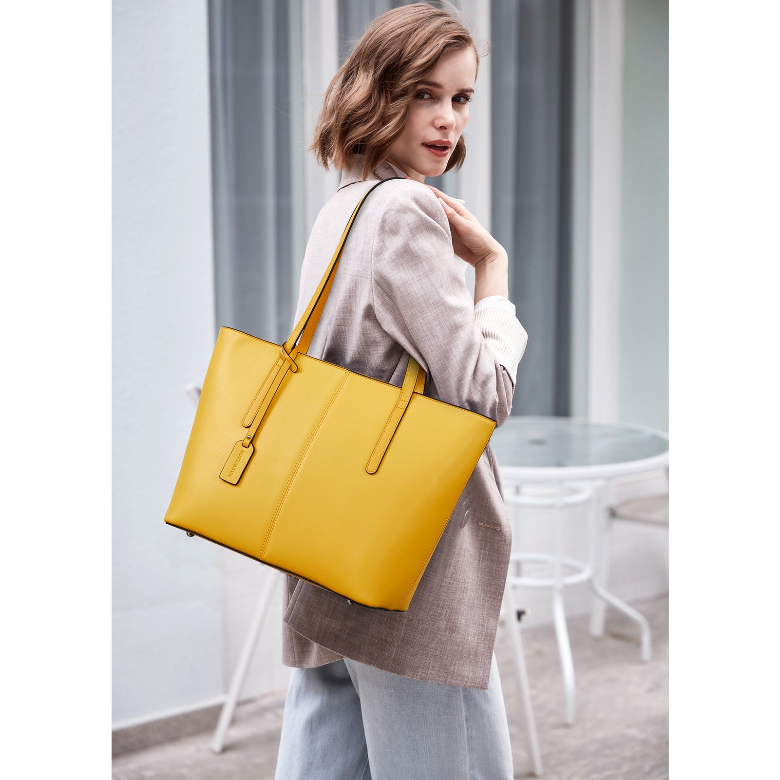 Yellow best sale leather tote