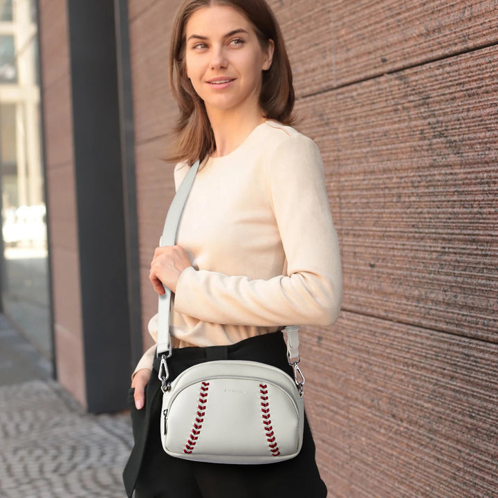 Harper Jones Baseball Stitch Crossbody – Sporty Elegance with a Playful Touch