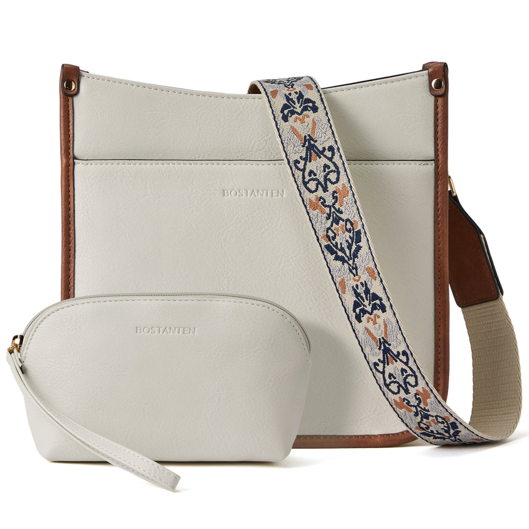 Lotty Floral Embroidered Leather Tote with Shoulder Strap