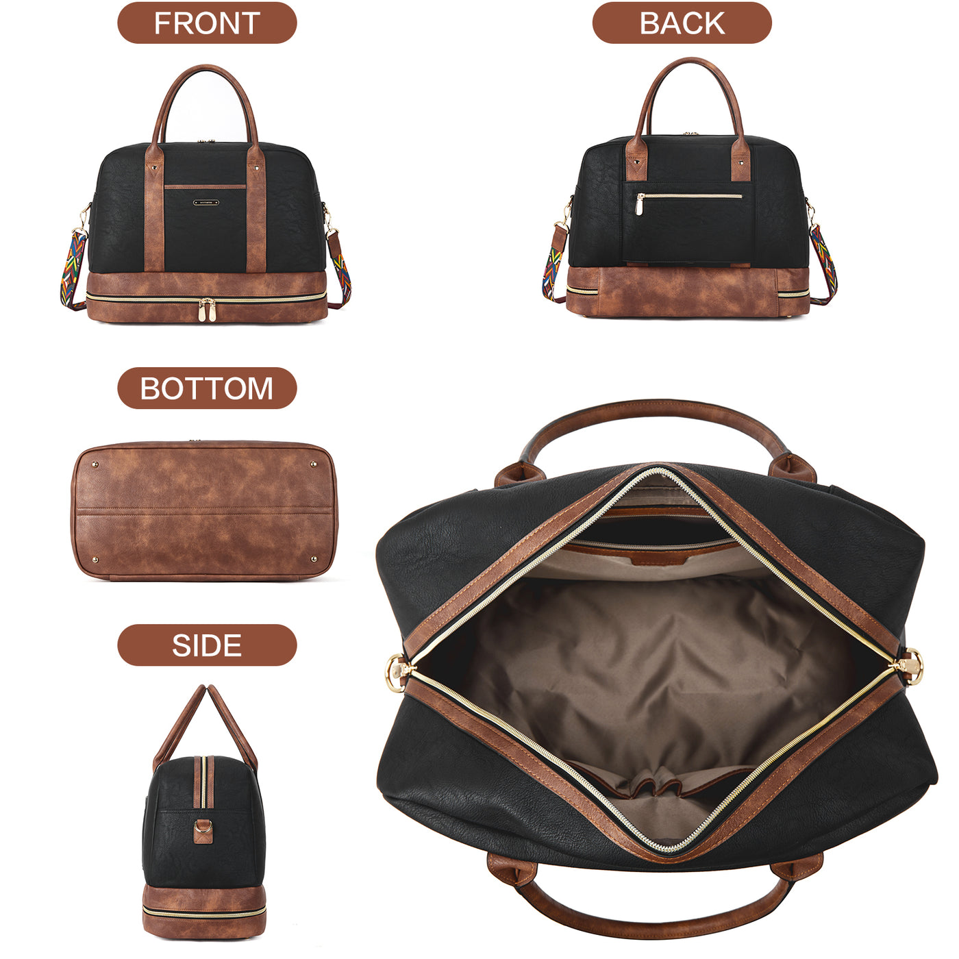 XB Travel Duffle Bag for Women & Men Vegan Leather Overnight