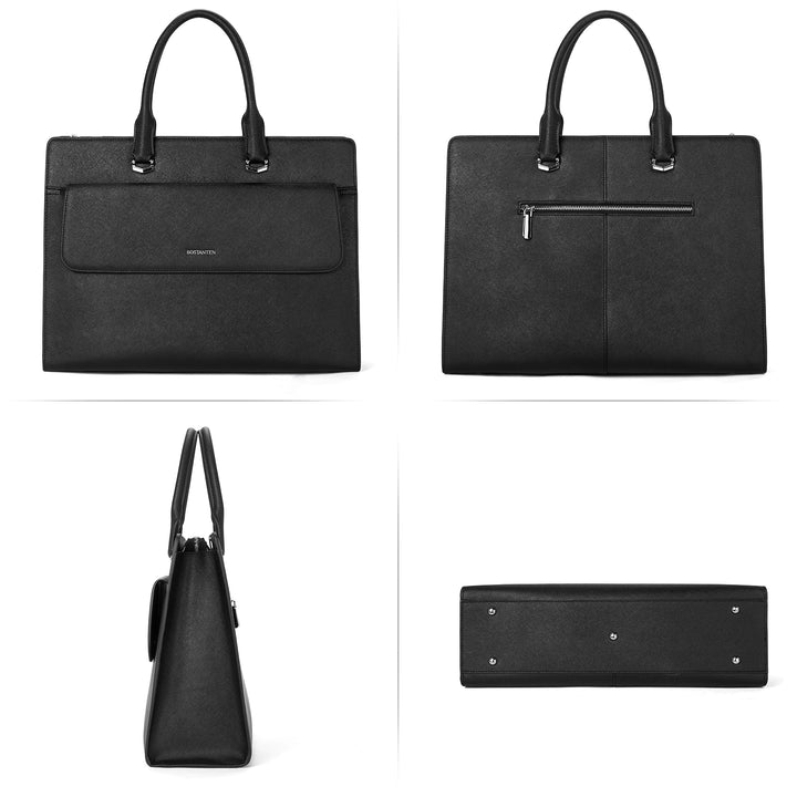 Mizuki Black Leather Briefcase Women's - Messenger Bags