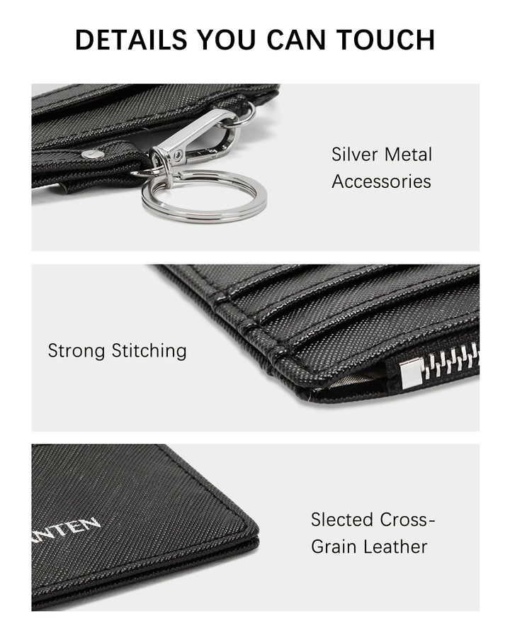 Lomy Slim Wristlet Keychain Wallet With Zipper Pocket