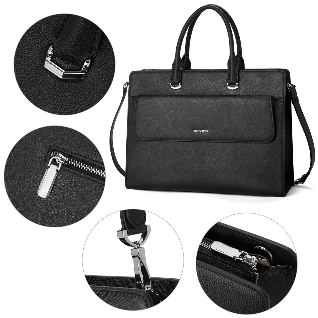 Mizuki Black Leather Briefcase Women's - Messenger Bags