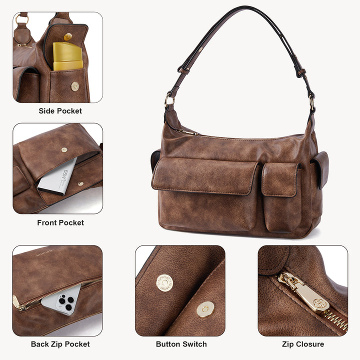 Kweli  Distressed Cargo Pocket Shoulder Bag