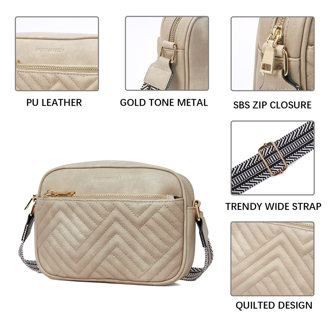 Quilted Crossbody Bags for Women, Unique Pattern Strap Quilted Bag
