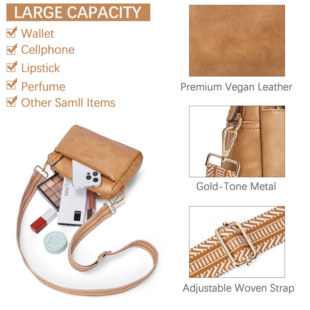 Nola Keep Your Essentials Organized with a Triple Zip Cell Phone Leather Handbag