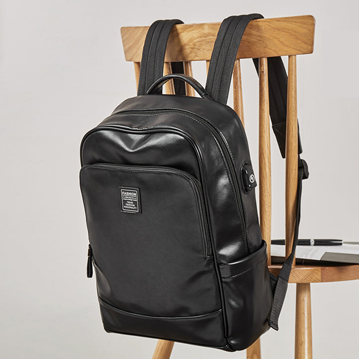 Versatile 15.6'' Leather Laptop Backpack