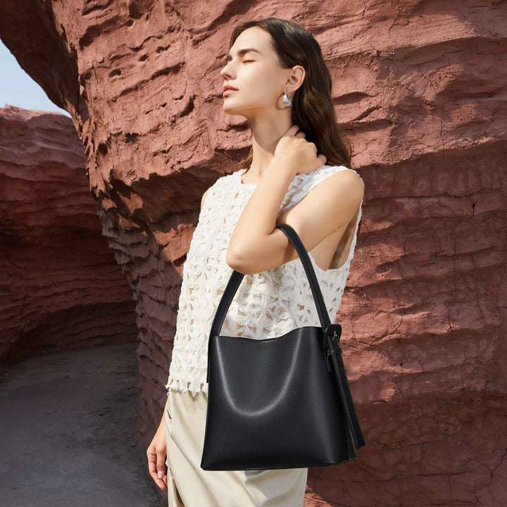 Lotty Soft Leather Chic Bucket Bag