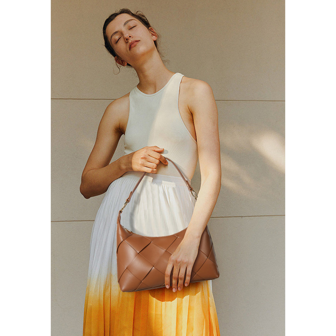 Kweli Woven Shoulder Bucket Bag