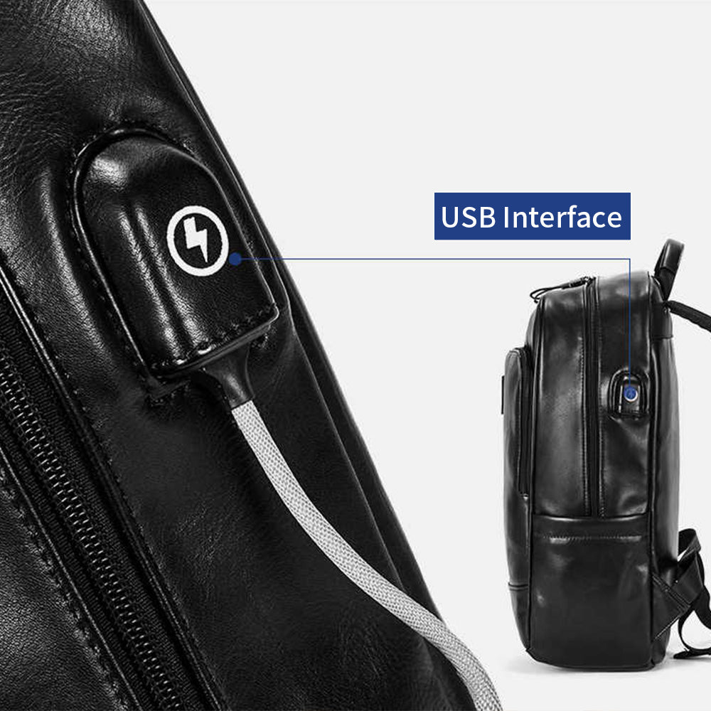 Versatile 15.6'' Leather Laptop Backpack