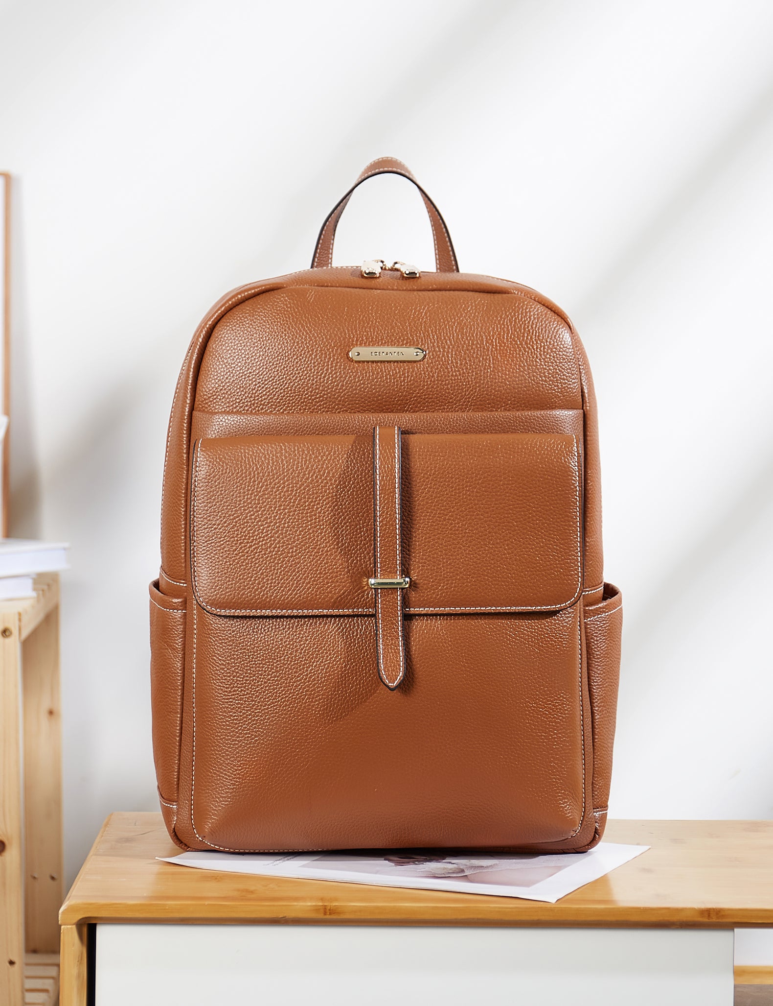 Leather computer backpack discount women's