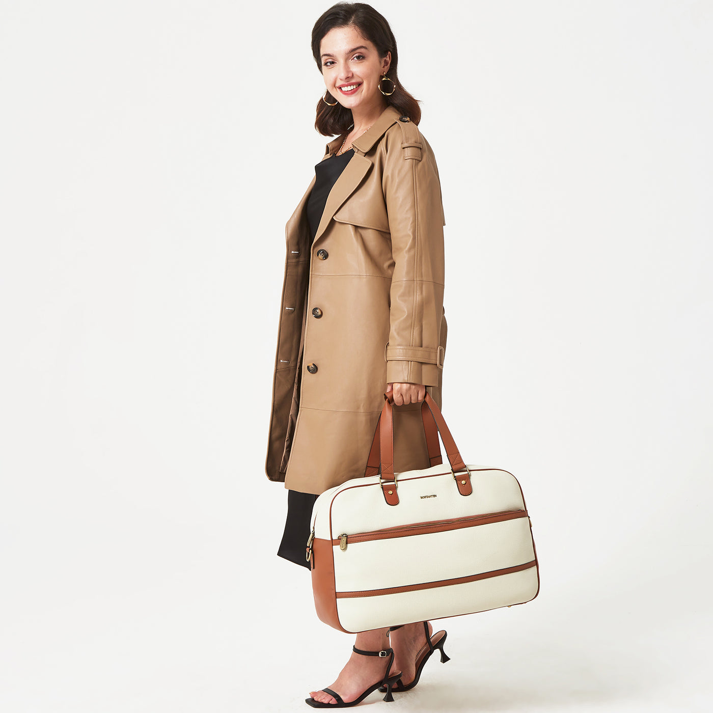 Zenobe Chic and Practical: Women's Leather Travel Duffle Bag for