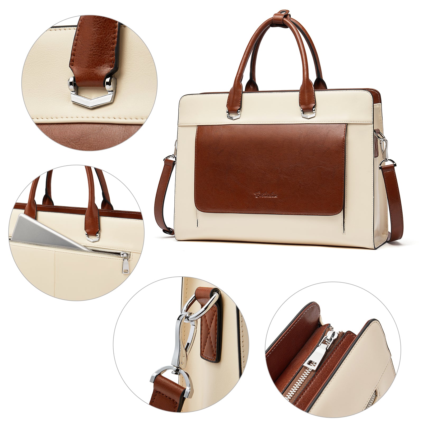 BROMEN Laptop Tote Bag 15.6 inch Briefcases for Women Stylish Business  Office Work Tote Bag Color - brown