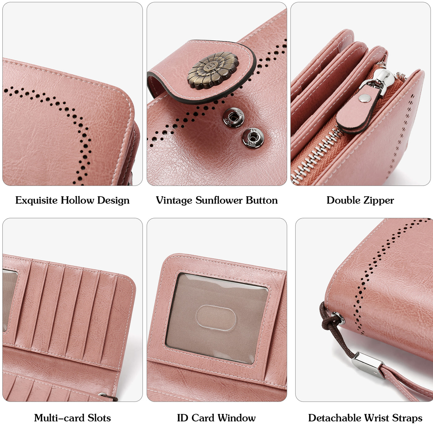 Women Wallets Vintage Large Capacity Long Leather Clutch Zipper