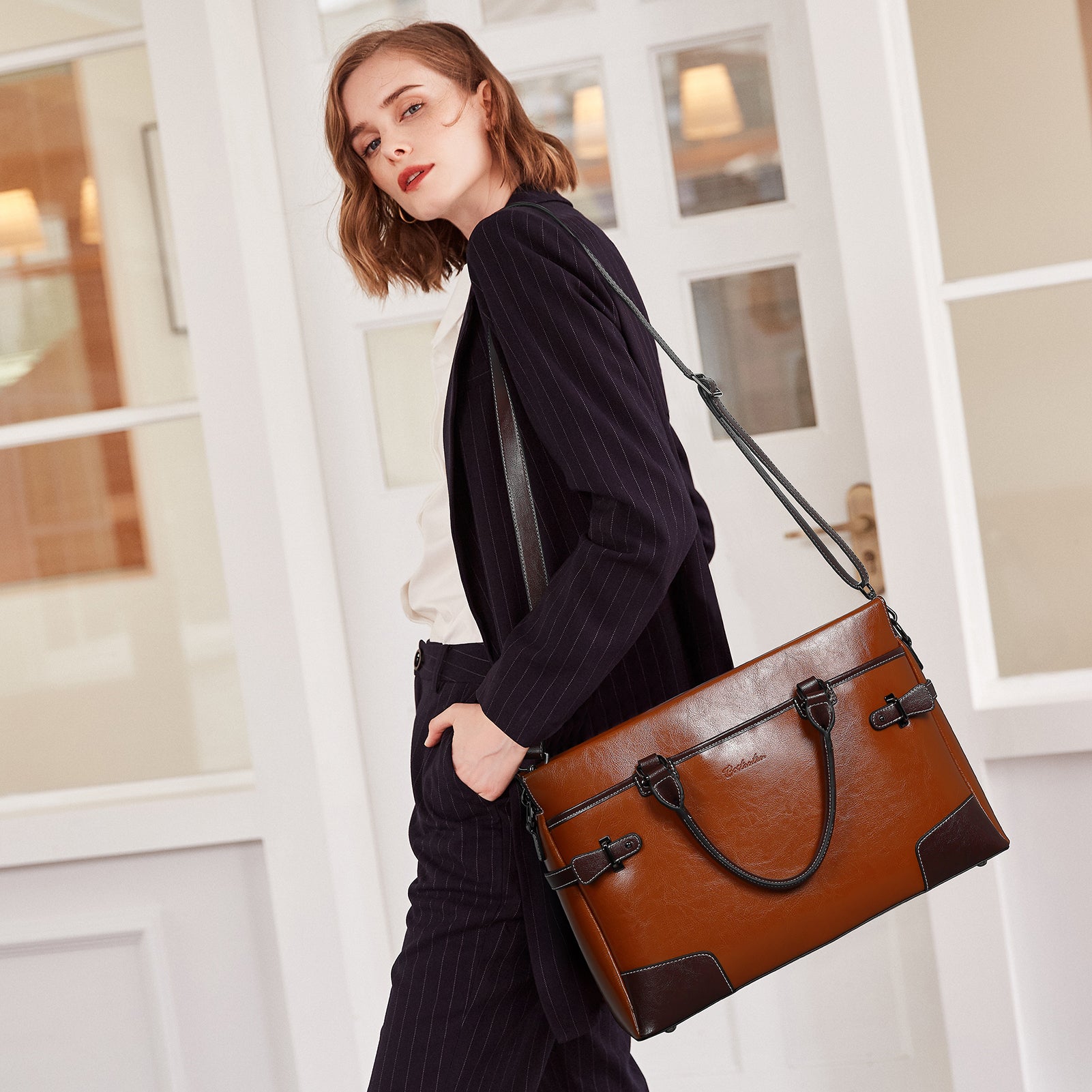 Machk Women Briefcase Bag Bostanten BOSTANTEN